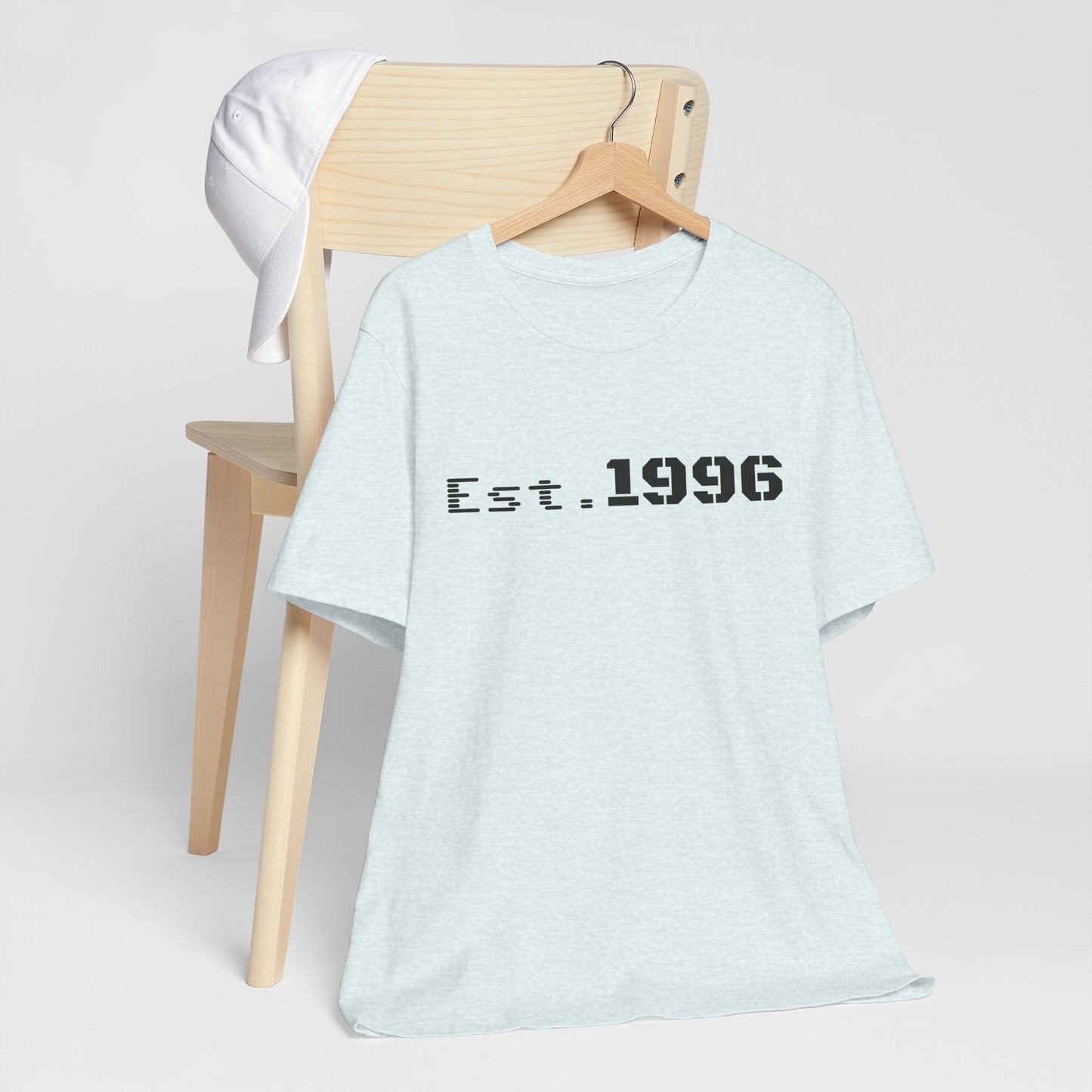 Vintage Est. 1996 T-shirt by Printify featuring a classic design, perfect as a birth year birthday gift.