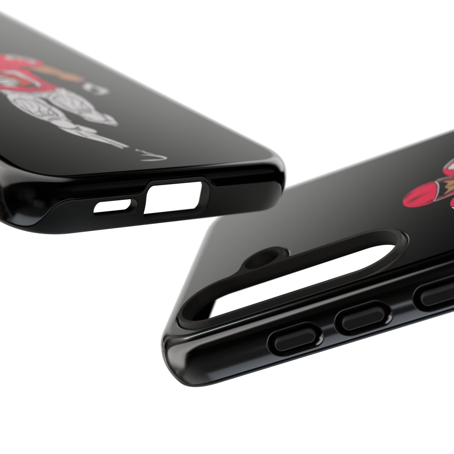Black football player tough phone case for iPhone, durable protective sports-themed case by Printify, featuring athletic design.