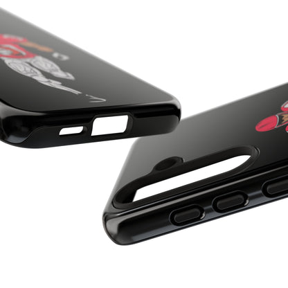 Black football player tough phone case for iPhone, durable protective sports-themed case by Printify, featuring athletic design.