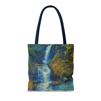 Nature-Inspired Tote Bag, Artistic Eco-Friendly Shopper, Waterfall Design, Reusable Market Bag, Gift for Nature Lovers - TRV