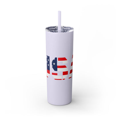 Skinny Tumbler — USA Flag 20oz Straw Tumbler (Patriotic Travel Cup)