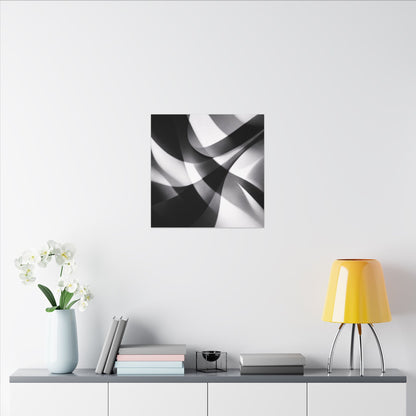 Abstract Black and White Swirl Matte Canvas