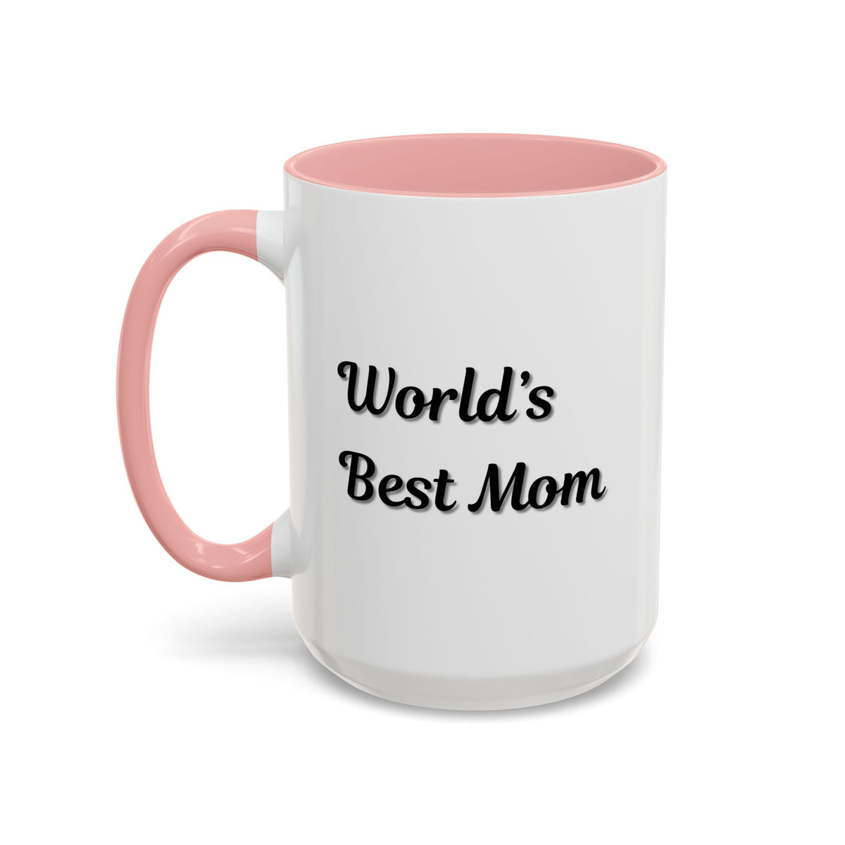 Black-Trim ceramic mug with "World's Best Mom" accent design from Printify, ideal for Mother's Day gift.