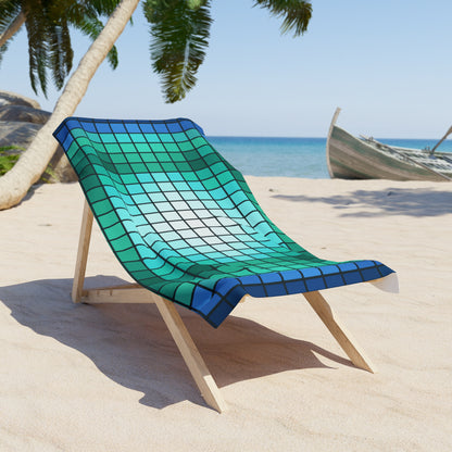 Turquoise Mosaic Grid Beach Towel | Blue Green Checkered Swim Towel