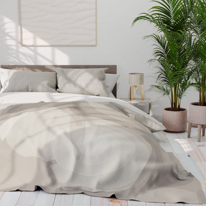 Abstract Neutral Swirls Arctic Fleece Blanket | Minimal Modern Throw