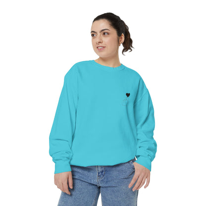 Unisex Garment-Dyed Sweatshirt with Heart Design - Cozy & Stylish