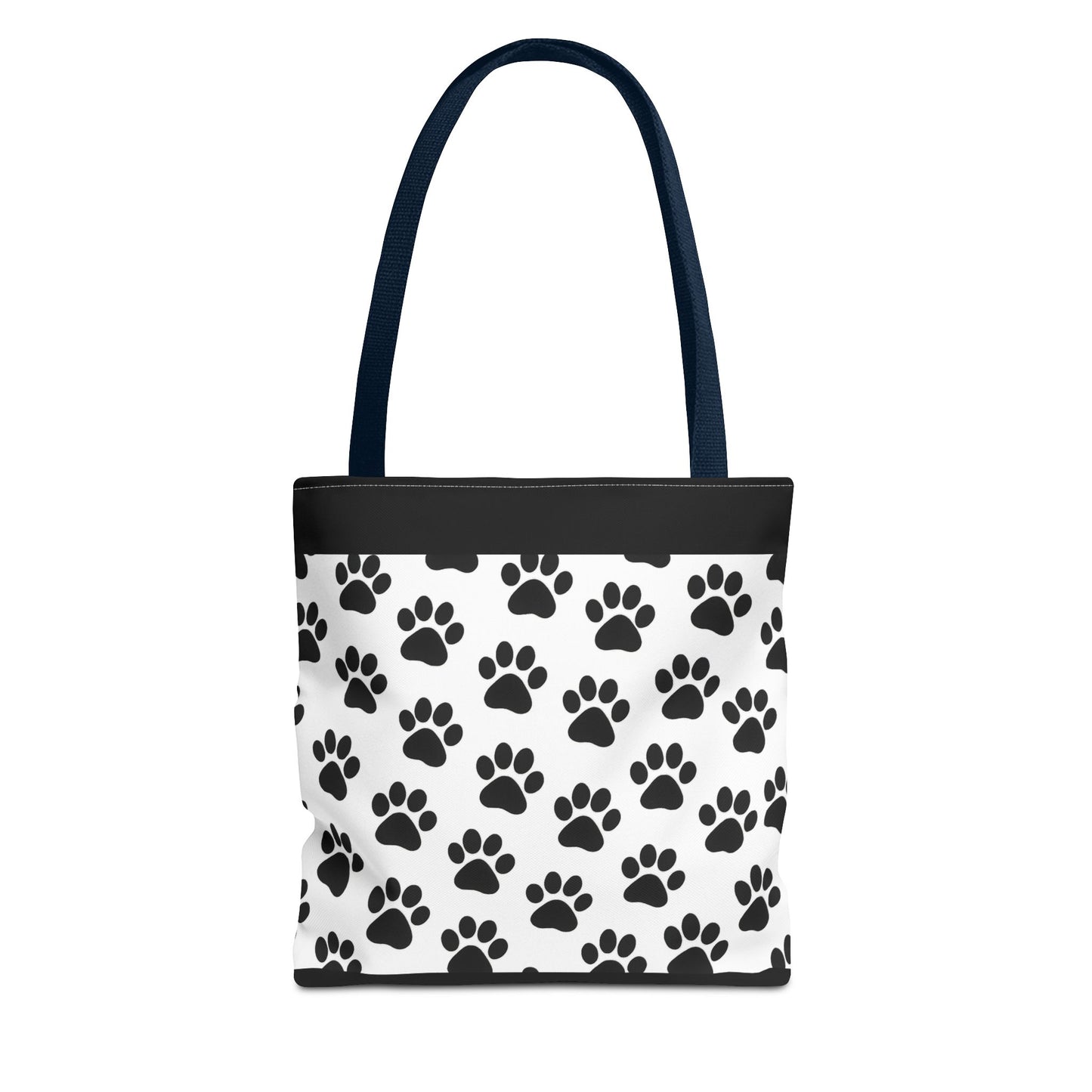 Eco-friendly paw print tote bag by Printify, featuring dog and cat paw designs, perfect for animal lovers and casual carryall use.