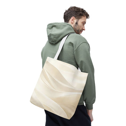 Cream Abstract Waves Tote Bag | Neutral Swirl Pattern