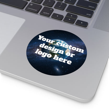 Custom Earth Space Design round vinyl sticker featuring space-themed artwork, perfect for decorating or personalizing items.