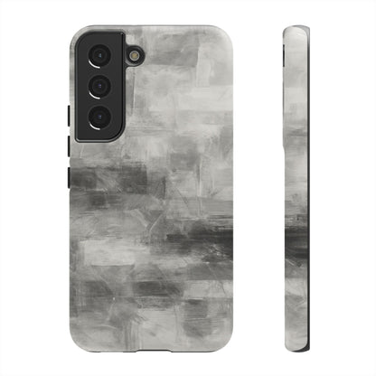 Abstract gray grid phone case for iPhone, tough protective cover by Printify featuring a modern geometric design.