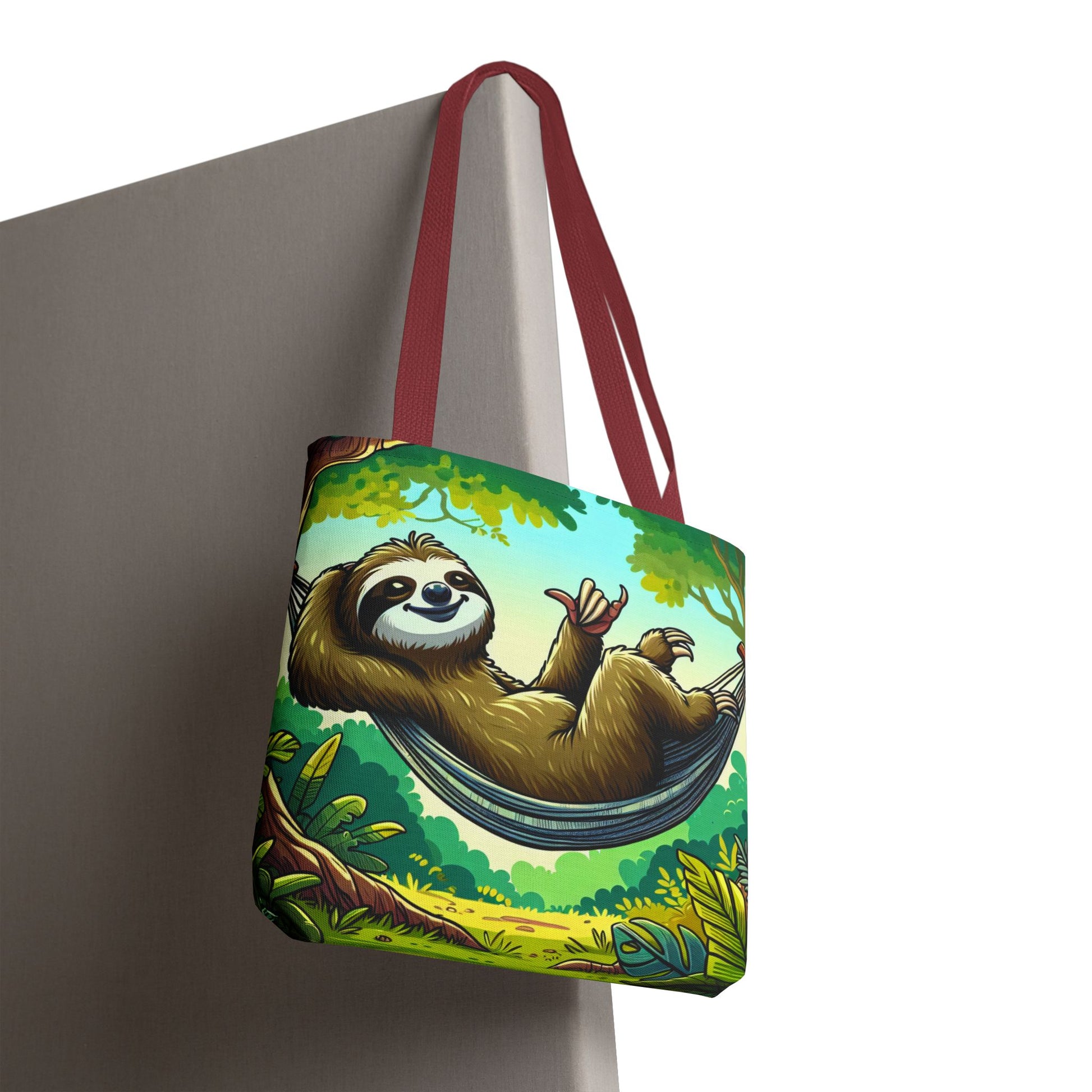 Cute sloth tote bag by Printify, eco-friendly canvas bag with a adorable sloth illustration for animal lovers.