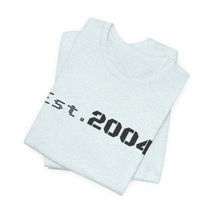 Minimal vintage style Est. 2004 T-shirt by Printify, featuring a simple design celebrating the birth year.