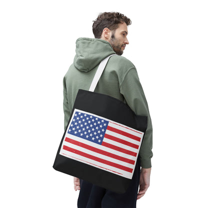 Patriotic Tote Bag, American Flag Carryall, Beach Bag, Reusable Shopping Tote, Independence Day Gift - TRV