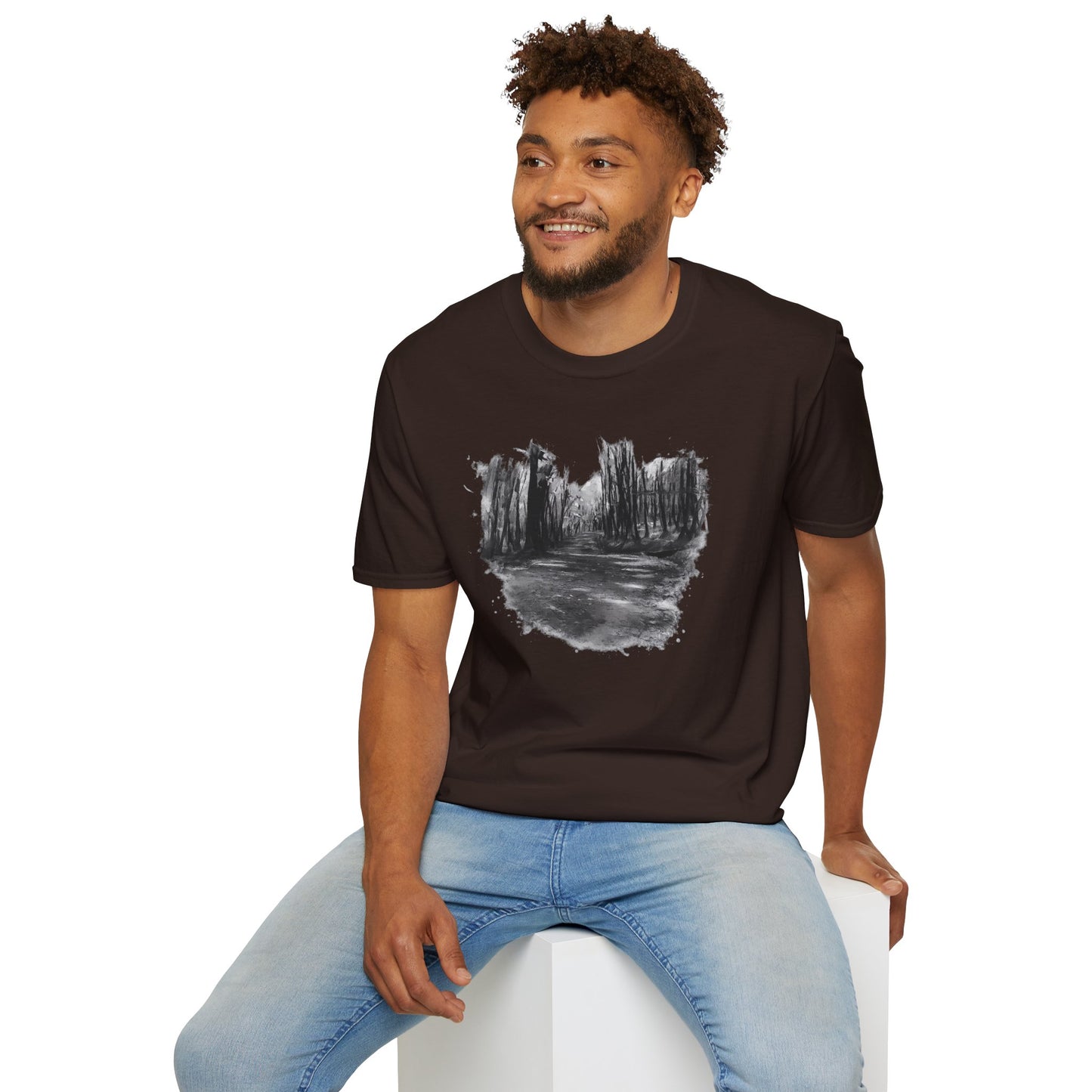 Minimalist Nature-Inspired Unisex Softstyle T-Shirt, Casual Wear, Everyday Style, Gift for Nature Lovers, Eco-Friendly Fashion