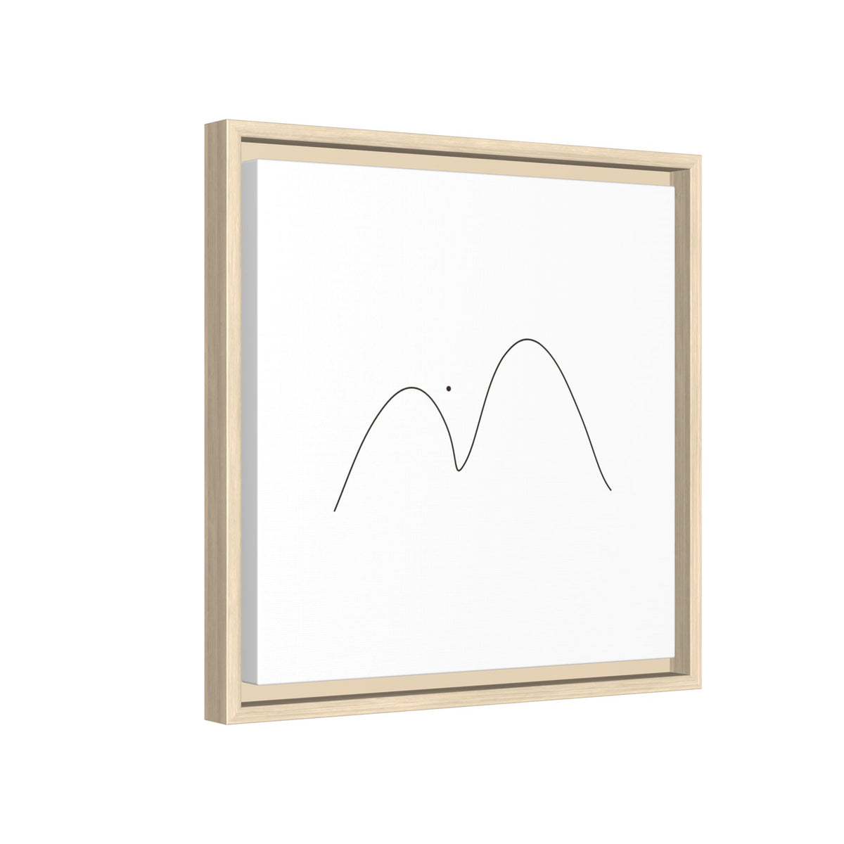 Framed matte canvas featuring minimalist mountain line art by Printify, modern wall decor with clean, simple mountain design.