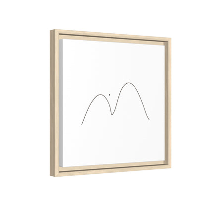 Framed matte canvas featuring minimalist mountain line art by Printify, modern wall decor with clean, simple mountain design.