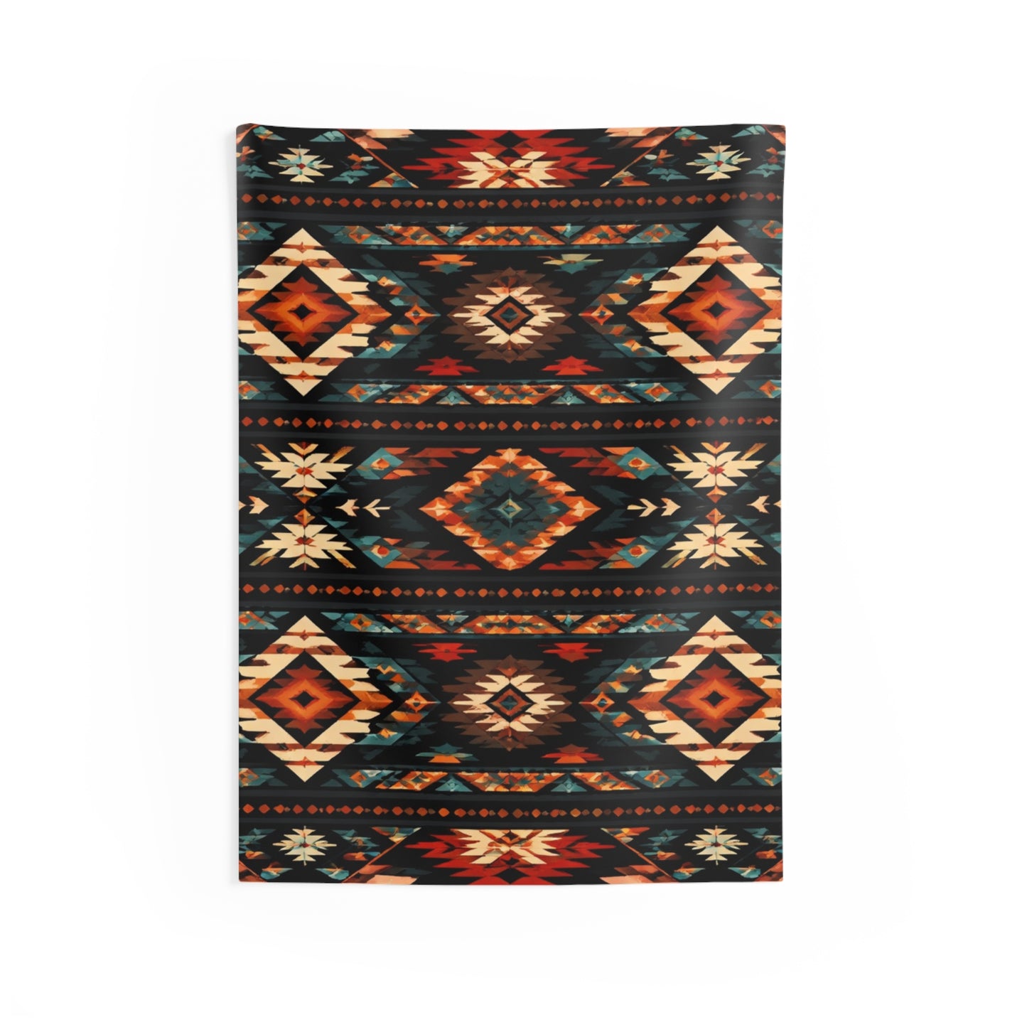 Southwestern Diamond Indoor Wall Tapestry — Boho Tribal Aztec Pattern