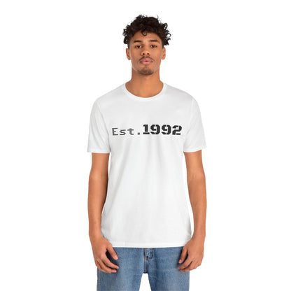 Retro vintage Est. 1992 T-shirt by Printify featuring bold birth year design on a classic cotton tee.