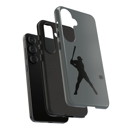 Black phone case with a white baseball silhouette design, protective sporty iPhone cover for enhanced durability.