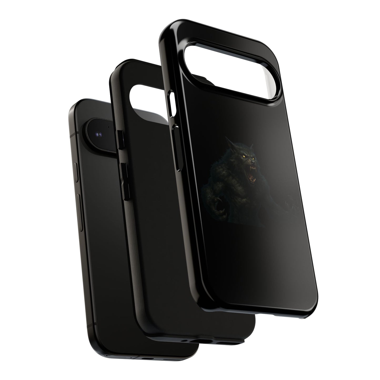 Werewolf phone case with dark monster graphic, tough protective design for smartphones, by Printify.