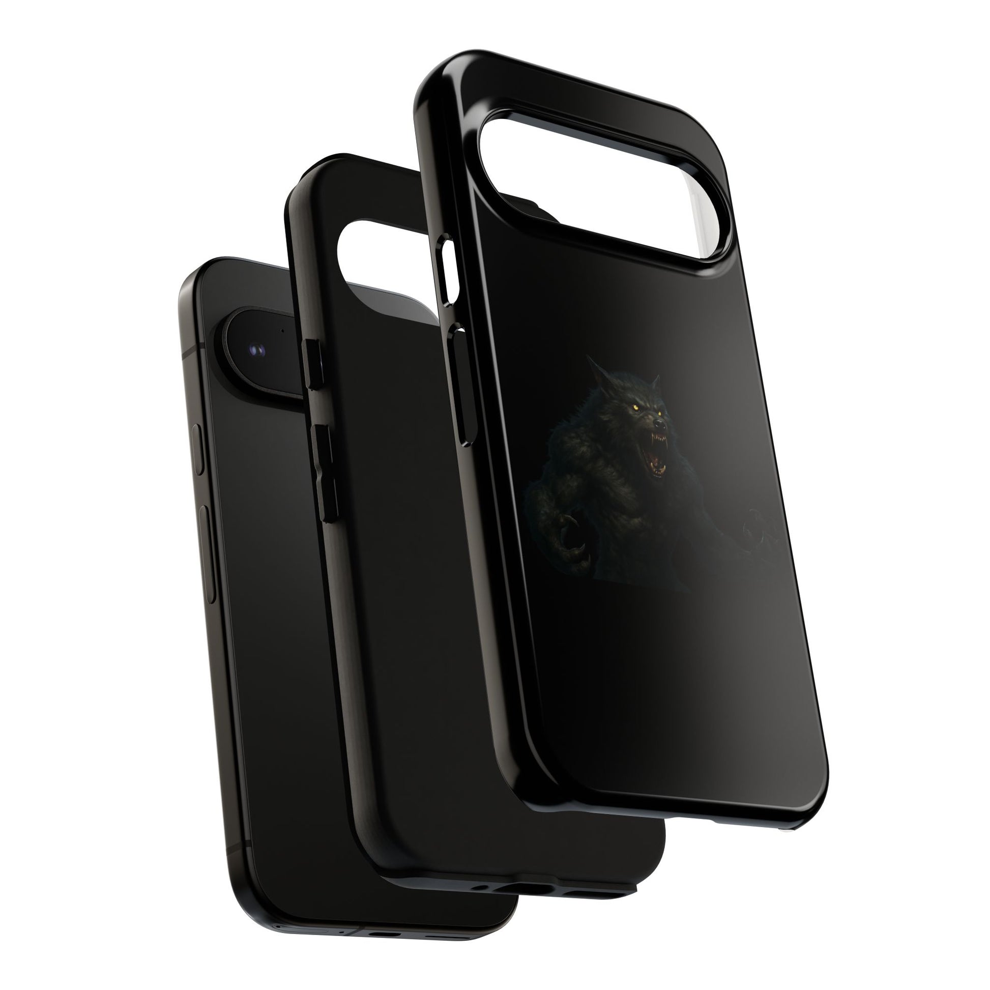 Werewolf phone case with dark monster graphic, tough protective design for smartphones, by Printify.