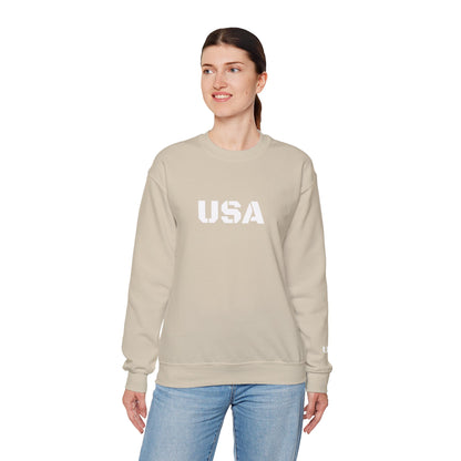 Printify USA crewneck sweatshirt featuring patriotic design, cozy fit, perfect for casual wear and patriotic celebrations.