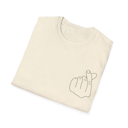 Trendy Unisex Softstyle T-Shirt with Love Hand Gesture Design