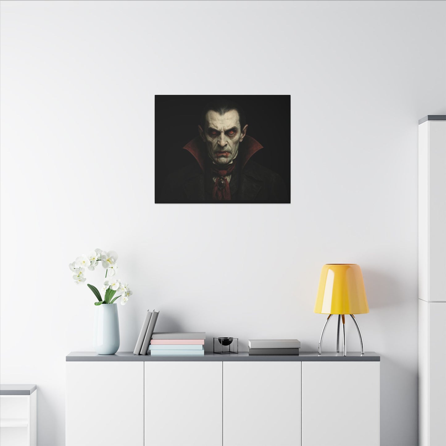 Vampire Portrait Canvas Wall Art – Gothic Dracula Matte Stretched Print