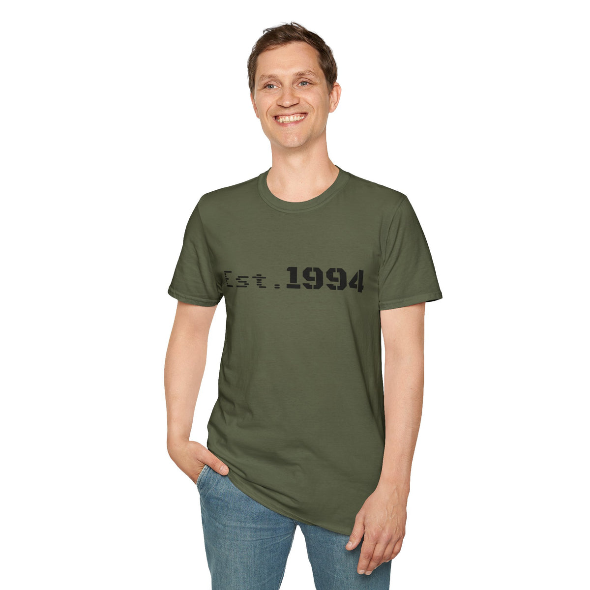 Vintage 1994 Est. graphic T-shirt by Printify featuring retro design on a casual cotton tee.