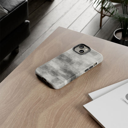 Abstract gray grid phone case for iPhone, tough protective cover with modern design by Printify.