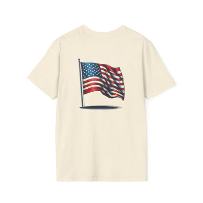 Patriotic Unisex Softstyle T-Shirt, American Flag Tee, USA Pride Shirt, Perfect for Independence Day, Casual Wear - TRV