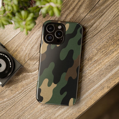Military green camo tough phone case by Printify, rugged protective cover for smartphones with a durable design.