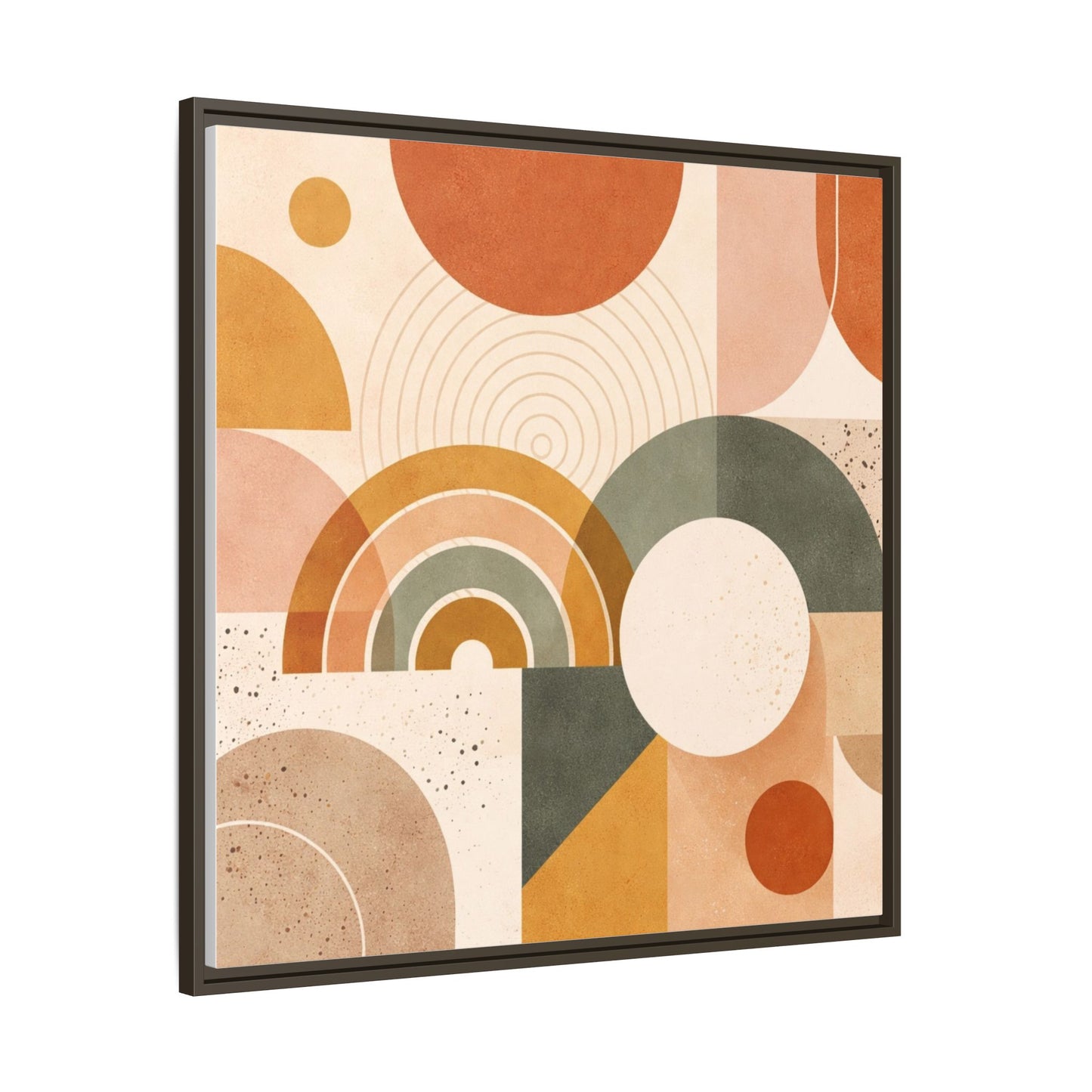 Abstract Terracotta Geometric Rainbow Matte Canvas Framed