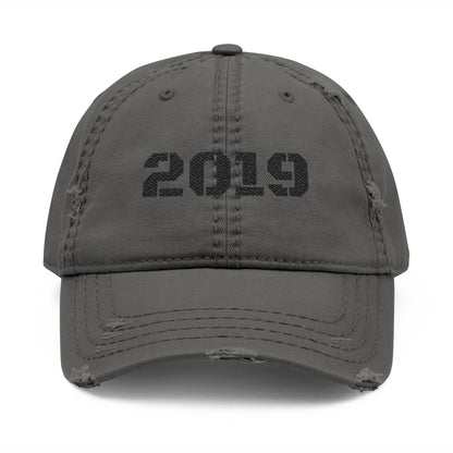 Vintage Distressed Dad Hat with 2019 Embroidery, Casual Cap for Dads, Stylish Gift for Father's Day, Retro Look Cap, Everyday Fashion - TRV