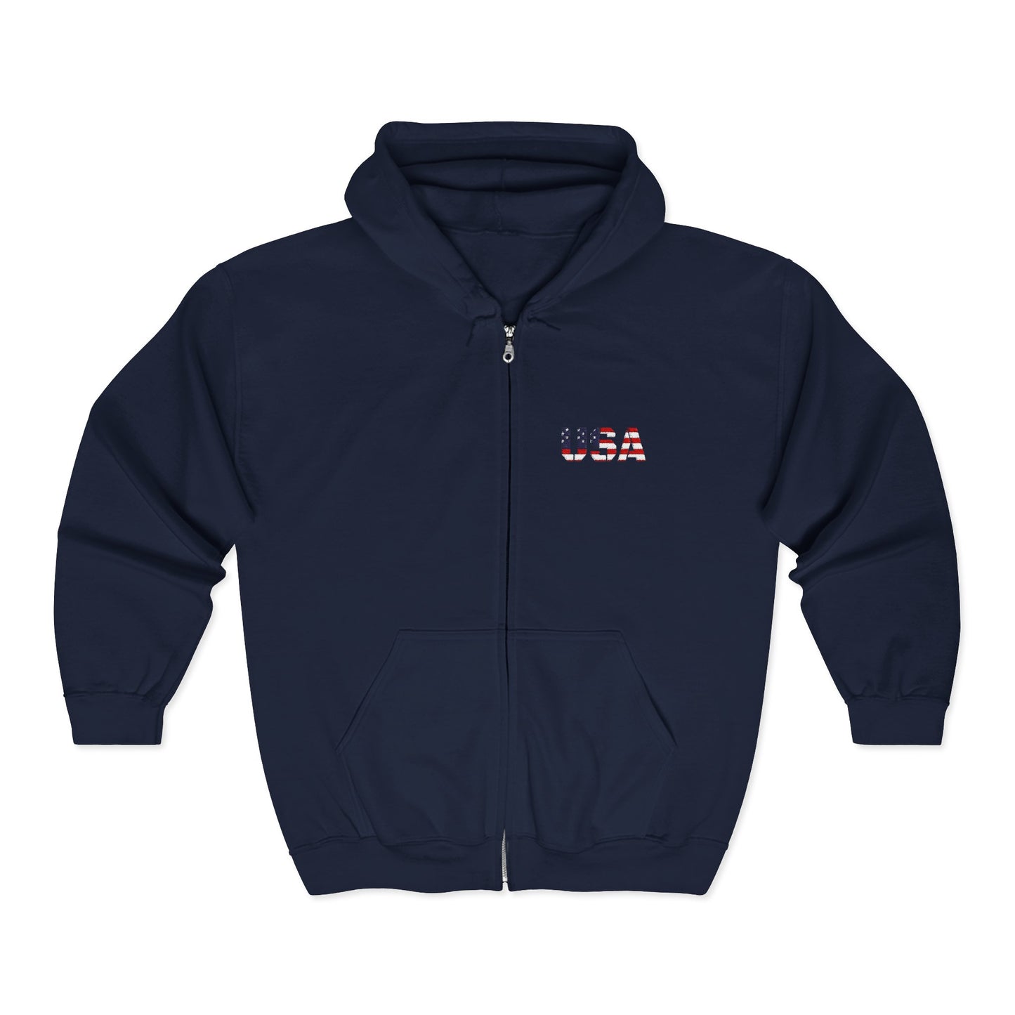 USA Flag Full Zip Hoodie - Unisex Sweatshirt for Independence Day, Patriotic Apparel, Casual Wear, Gifts for Veterans - TRV