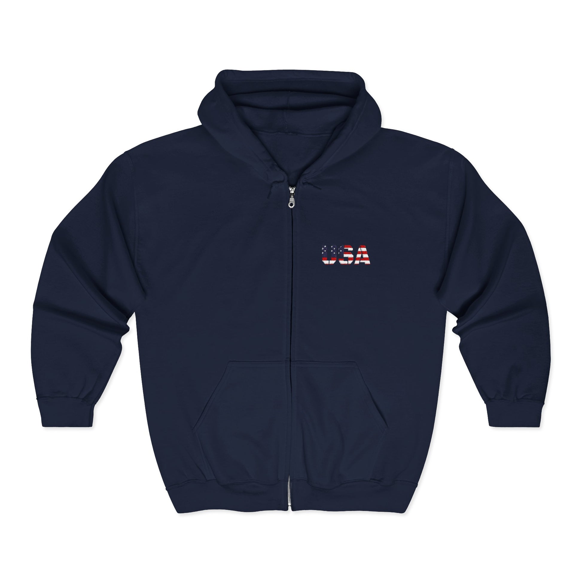 USA Flag Full Zip Hoodie - Unisex Sweatshirt for Independence Day, Patriotic Apparel, Casual Wear, Gifts for Veterans - TRV