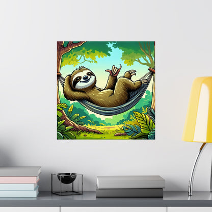 Sloth Hammock Matte Poster — Tropical Relaxation Wall Art