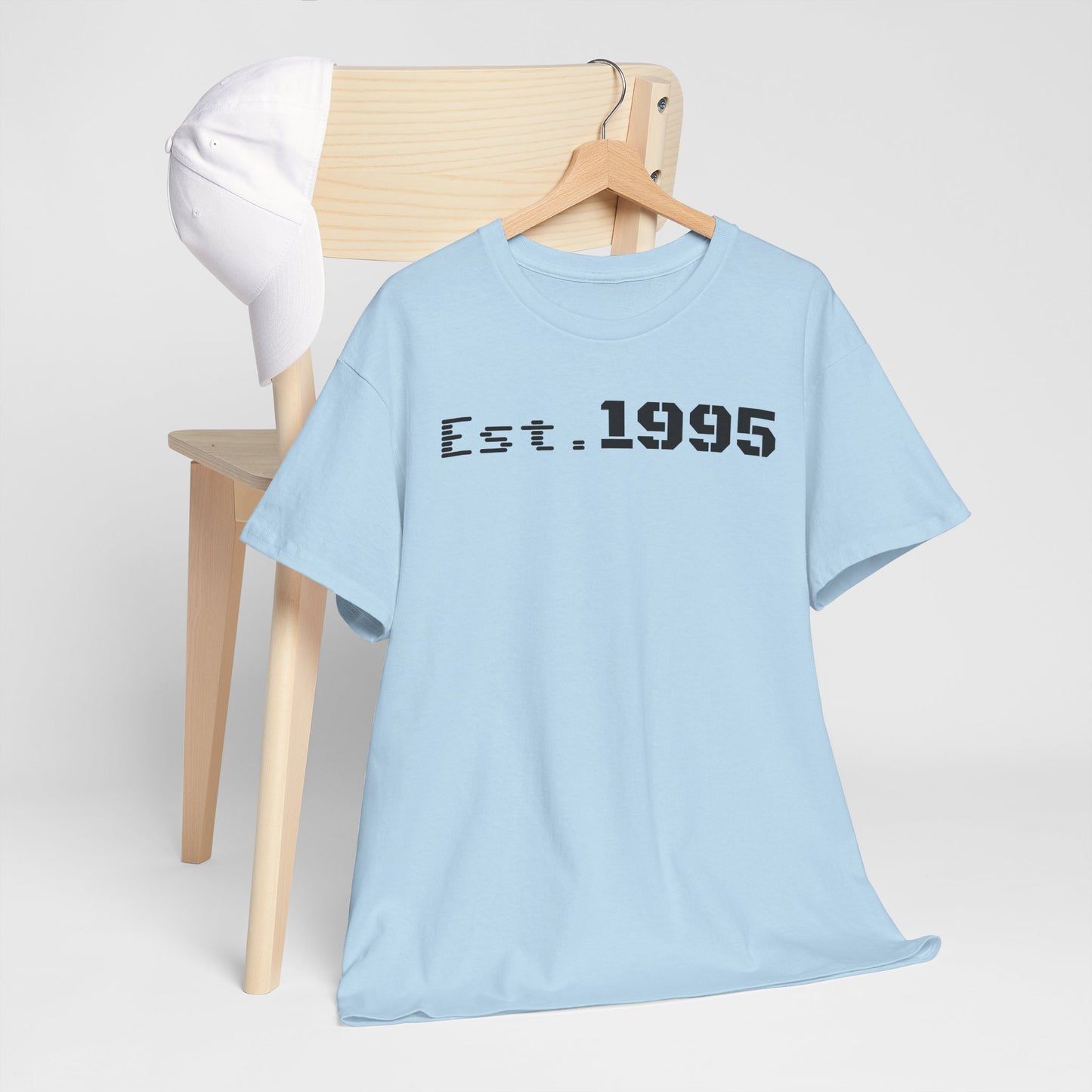 Unisex Heavy Cotton Tee - Est. 1995, Vintage Birthday Gift, Customizable Tee, Retro Unisex Shirt, Casual Everyday Wear