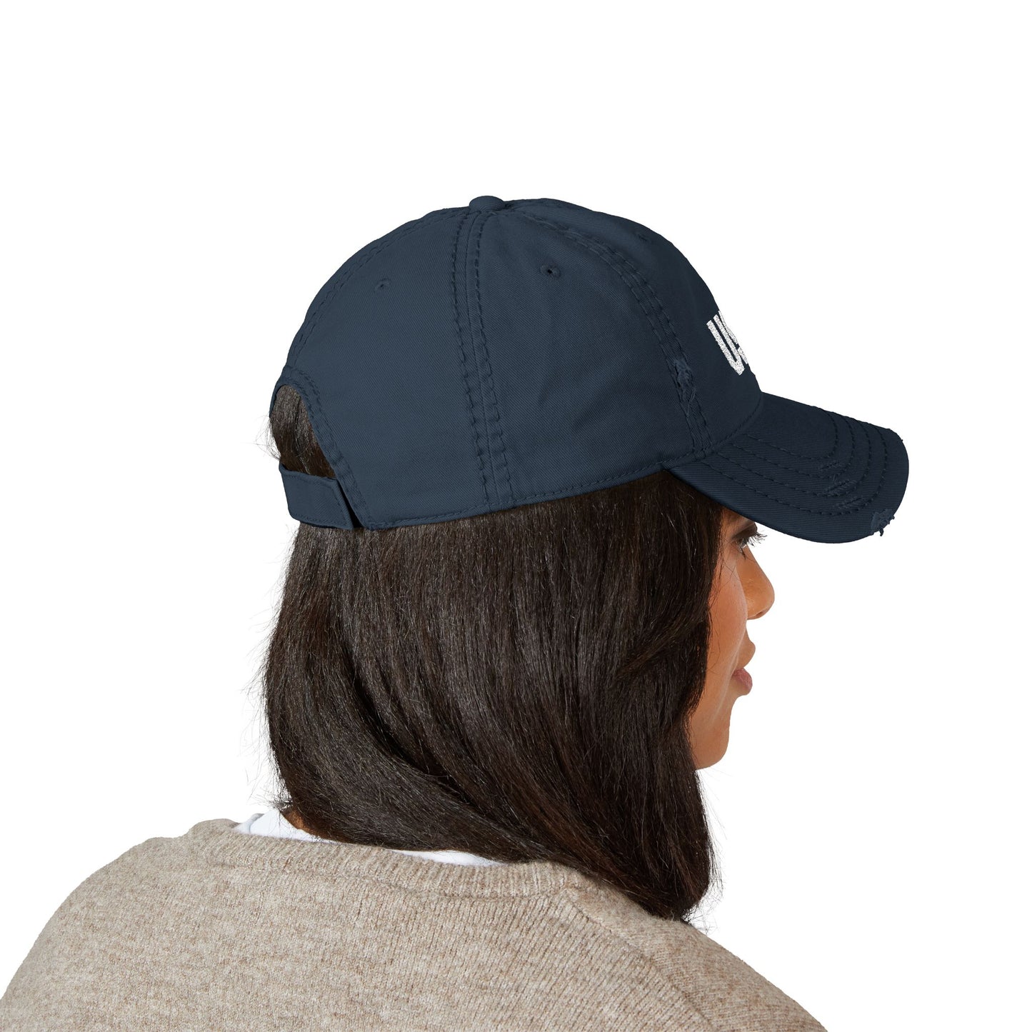 Distressed USA Dad Hat, Casual Cap, Vintage Style Hat, Unisex Baseball Cap, Embroidered Hat for Dad, Perfect Gift for Dad's Day - TRV