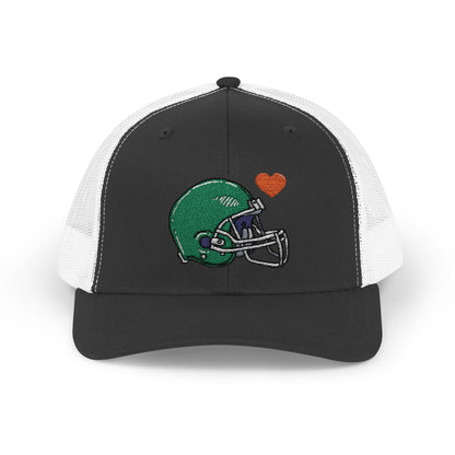 Snapback Trucker Cap with Football Heart Design - Perfect for Sports Fans, Gifts for Gamers, Casual Outings, Tailgating, and Team Spirit - TRV