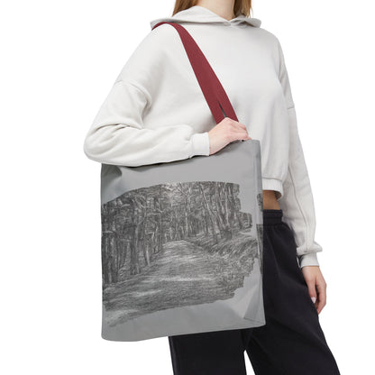 Scenic Path Tote Bag, Reversible Tote, Eco-Friendly Shopper, Outdoor Adventure Bag, Gift for Nature Lovers, Stylish Carryall - TRV
