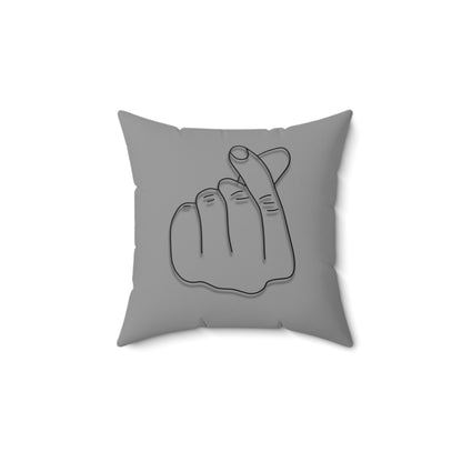 Minimalist hand gesture throw pillow from Printify, cozy home decor pillow with a simple, modern design on soft fabric.