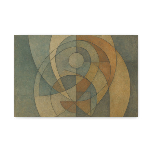 Abstract geometric circles on matte canvas, vibrant modern artwork by Printify showcasing colorful circular patterns.