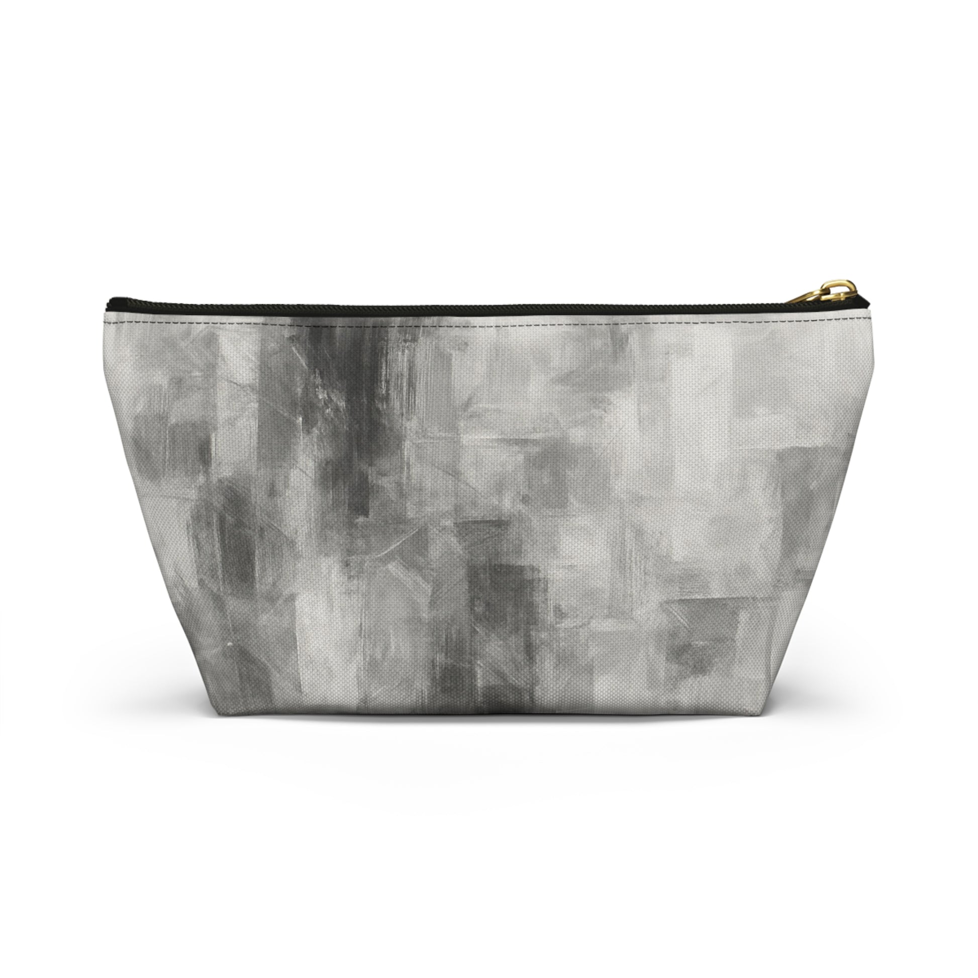 Gray abstract brushstroke accessory pouch from Printify, featuring a stylish painted design on a fabric bag.
