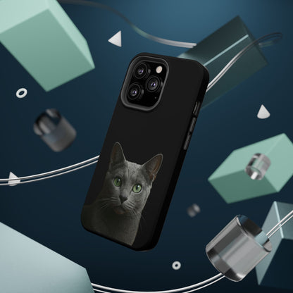 Russian Blue Cat Phone Case — Magnetic Impact-Resistant iPhone Cover