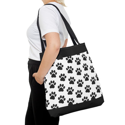 Eco-friendly paw print tote bag by Printify, featuring a stylish design for dog and cat lovers, made from durable carryall material.