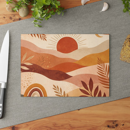 Boho Sunset Desert Waves Glass Cutting Board - view 10