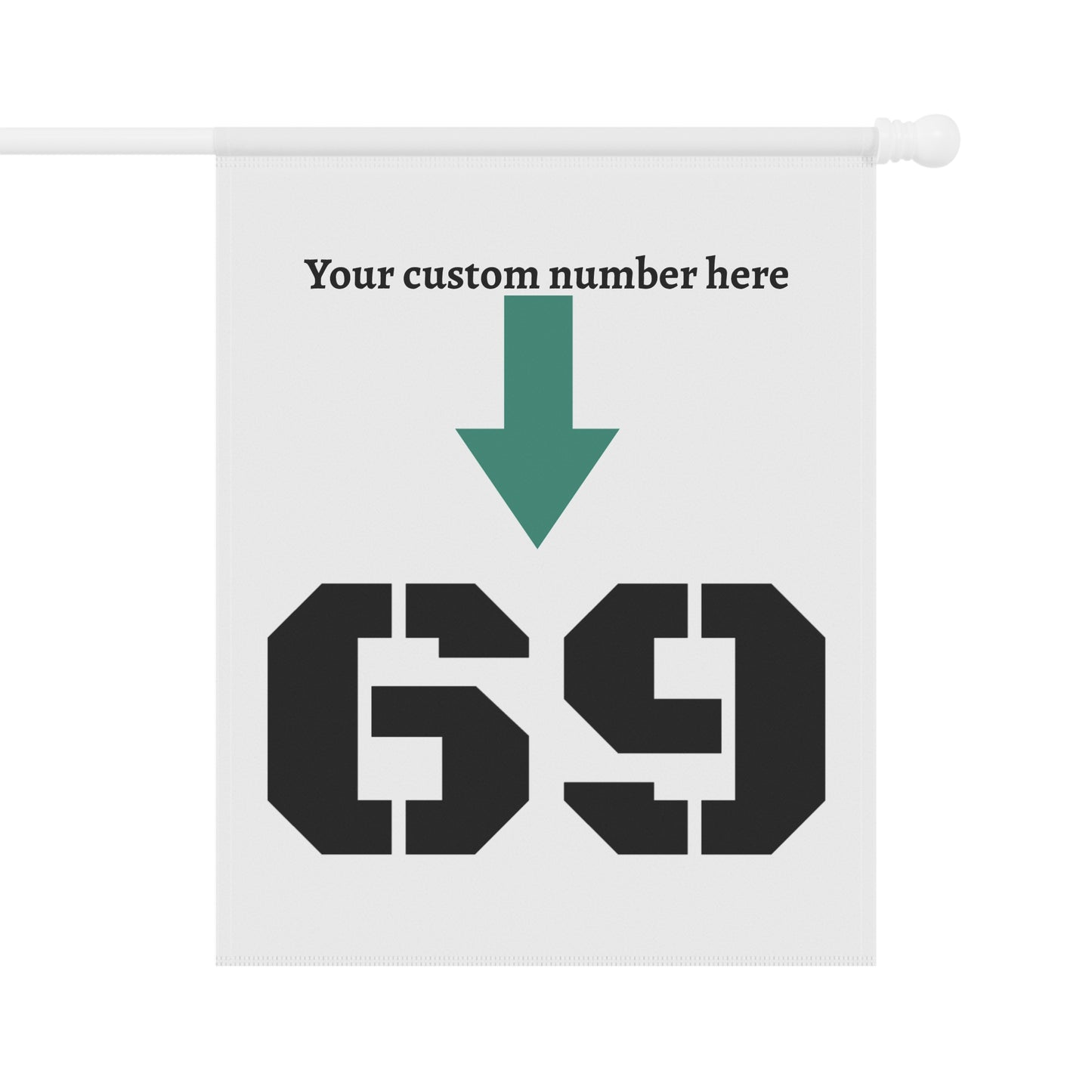 Personalized garden flag with custom house number sign, featuring a decorative garden banner for outdoor display.
