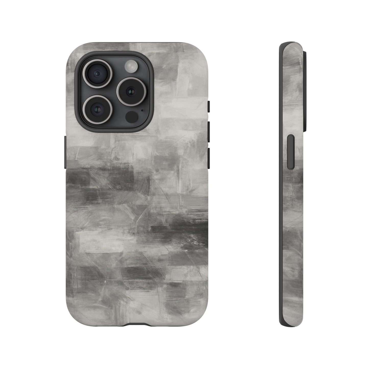 Abstract gray grid phone case for iPhone, tough protective cover by Printify with modern geometric design.