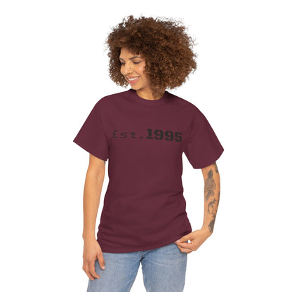 Vintage minimalist Est. 1995 T-shirt by Printify featuring a clean birthday design on a casual cotton tee.